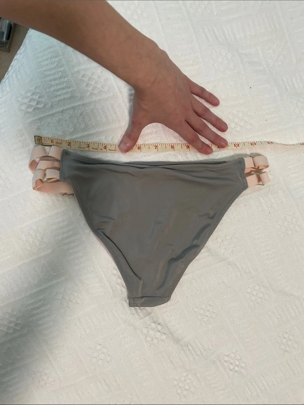 🖤5/$25 New Hot as Hell Gray Blush pink Bikini Bottom gold Double Side Straps